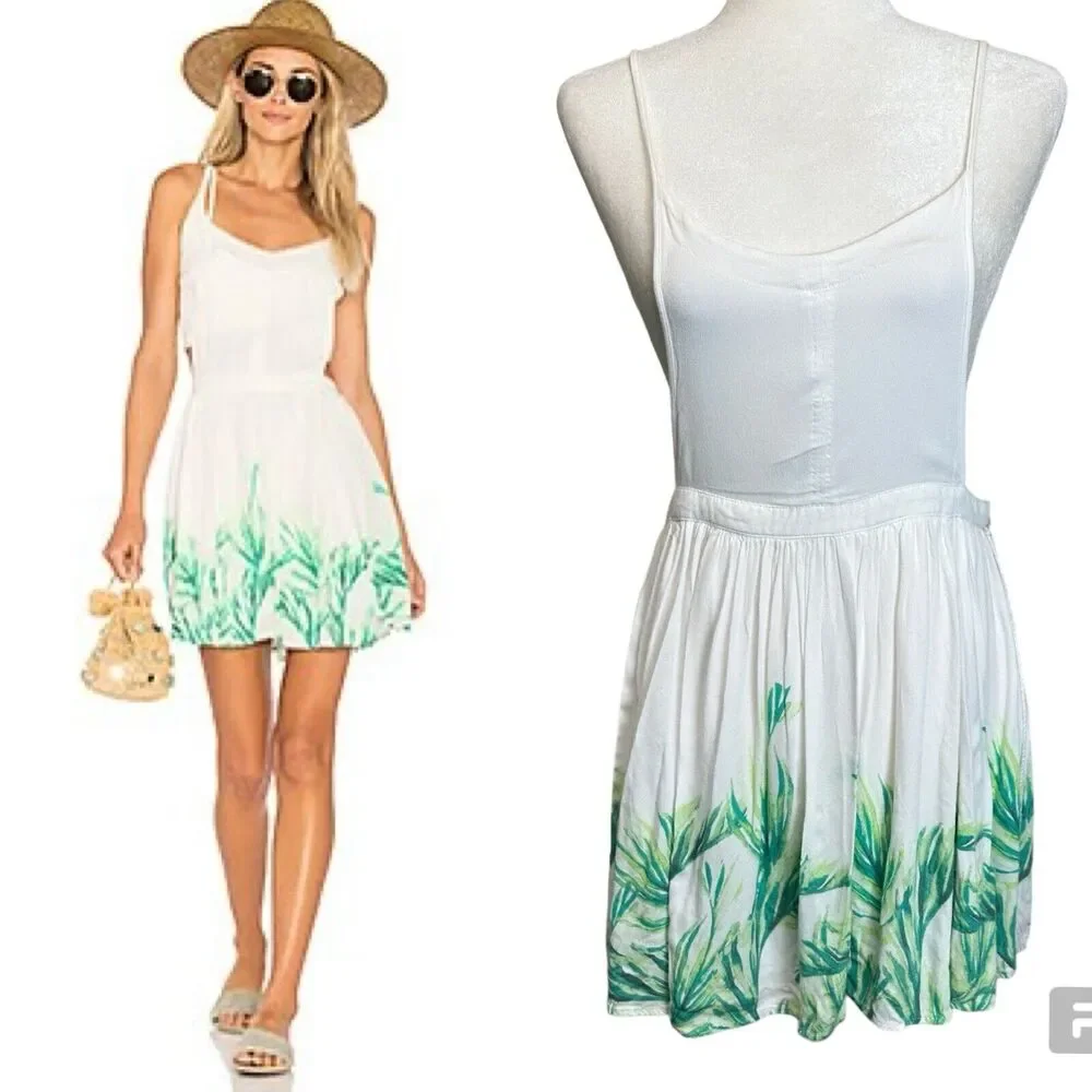 Free People Tropical Oasis Jumper Skirt Tassel Swing Beach Green Size Small Pet.